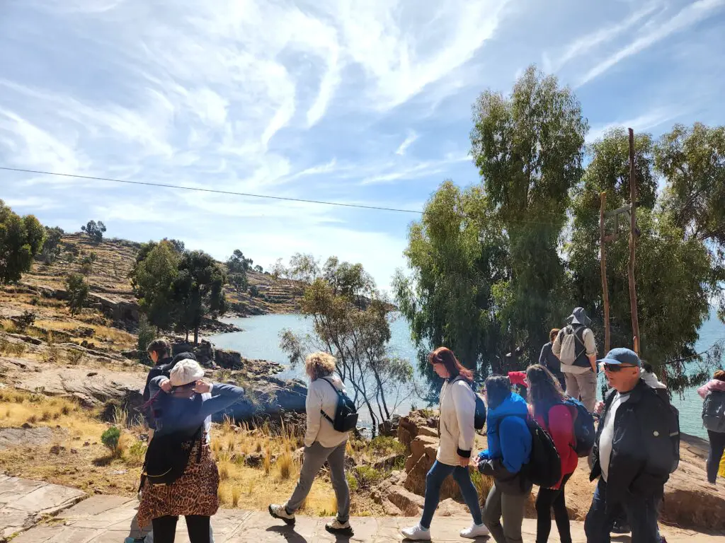Tourist Group Arriving at Taquile Island