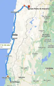 Santiago to Atacama Map