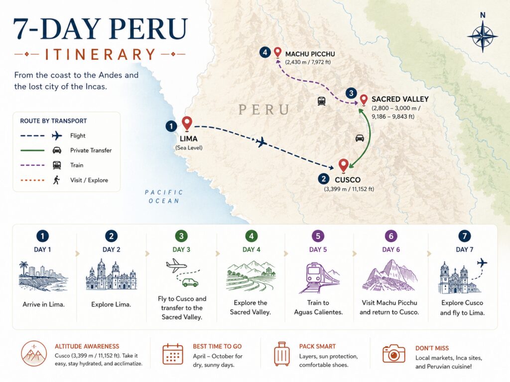 7 day Peru itinerary Map