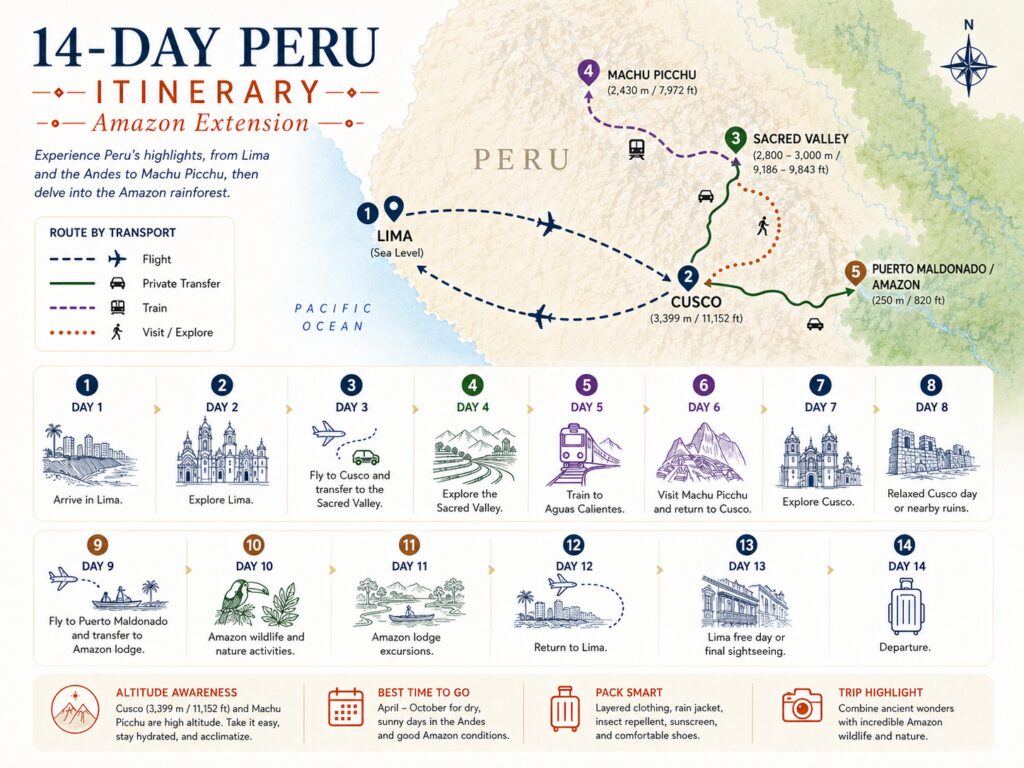 14 day peru itinerary route